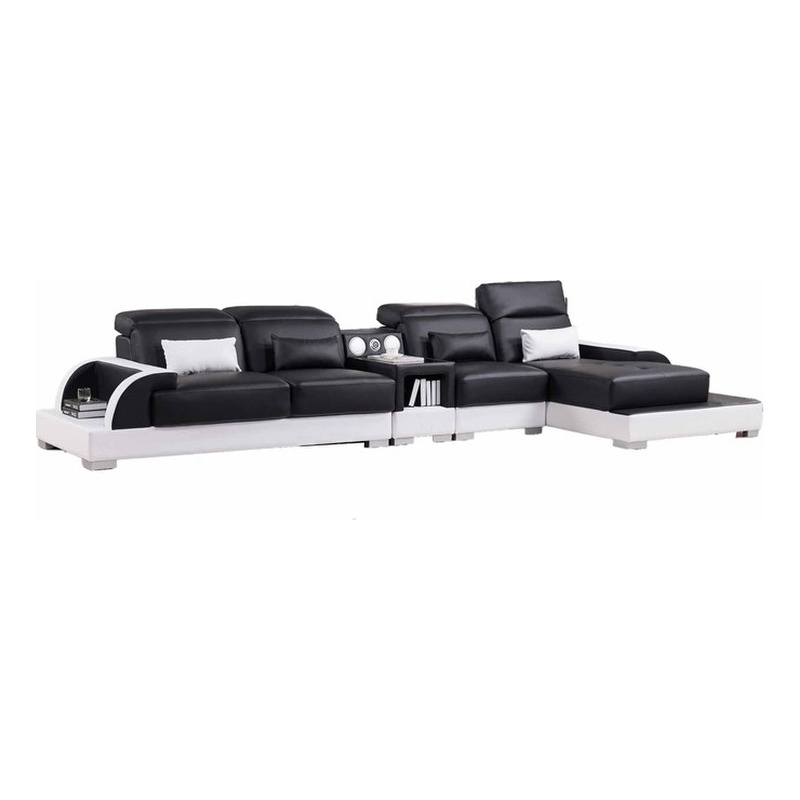 American Eagle AE-LD812L-BK.W Black/White Multi-Color Faux Leather Sectional Set