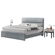 B-Y2002-CK Light Slate Gray Top Grain Genuine Leather California King Sized Bed