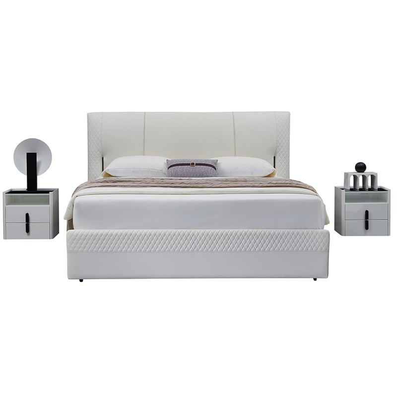 B-Y2003-CK Top Grain Genuine Leather California King Sized Bed