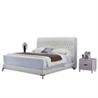 B-Y2011-EK Top Grain Genuine Leather Eastern King Sized Bed
