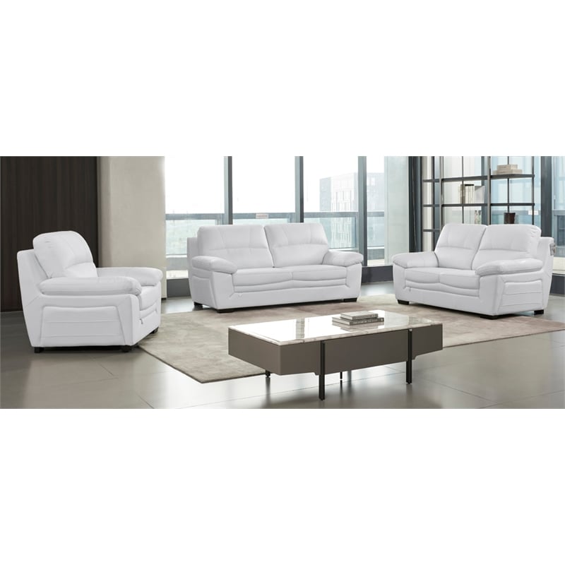 American Eagle EK045-W-SF White Italian Leather Sofa