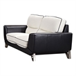 EK026 White and Black Italian Leather Loveseat