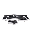 AE-LD811 Black and White Faux Leather Sectional - Left Sitting