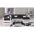 AE-LD811 Black and White Faux Leather Sectional - Left Sitting
