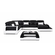 AE-LD811 Black and White Faux Leather Sectional - Left Sitting