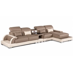AE-LD812 Camel and Cream Faux Leather Sectional - Left Sitting