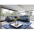 EK-LH169 Ocean Blue Top-grain Cow Hide Electric Modular Recliner Sectional