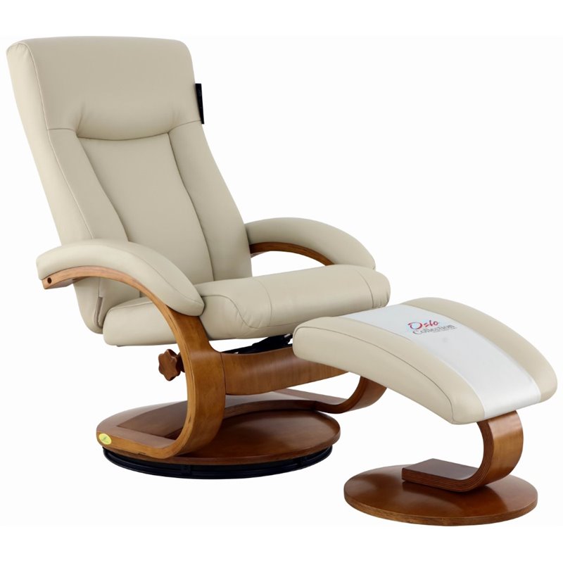 Hamilton Recliner and Ottoman in Beige Air Leather Cymax Business
