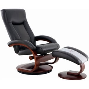 relax-r hamilton leather recliner and ottoman in black