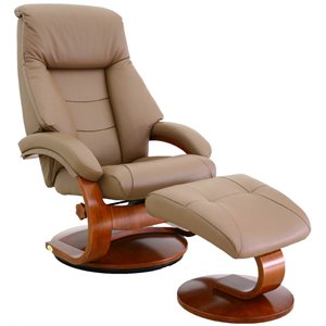 relax-r montreal leather recliner and ottoman in sand 