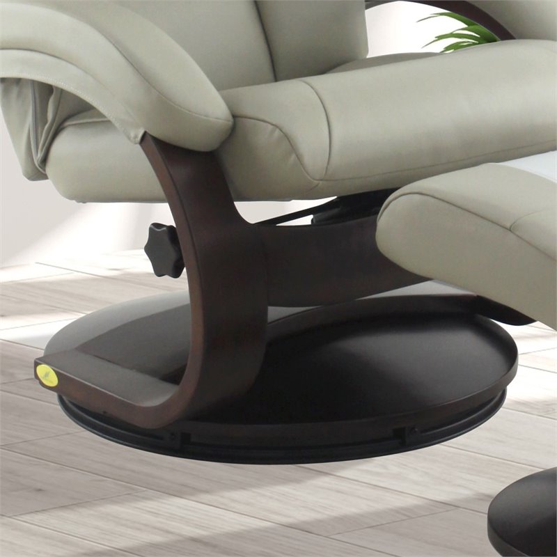 Montreal Recliner and Ottoman with Pillow in Putty Top Grain Leather