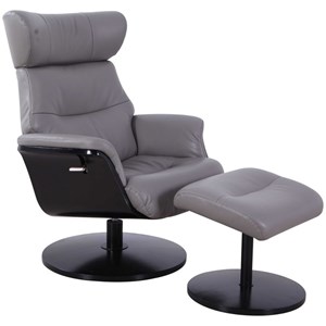 sennet recliner and ottoman in steel air leather