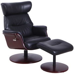 sennet recliner and ottoman in black air leather