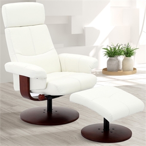 regina recliner and ottoman in white polyurethane air leather