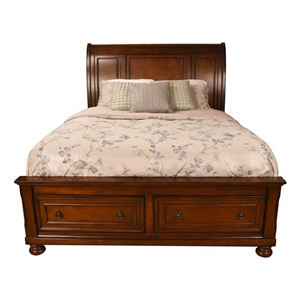 Baltimore Queen Storage Platform Bed Made with Wood in Dark Walnut