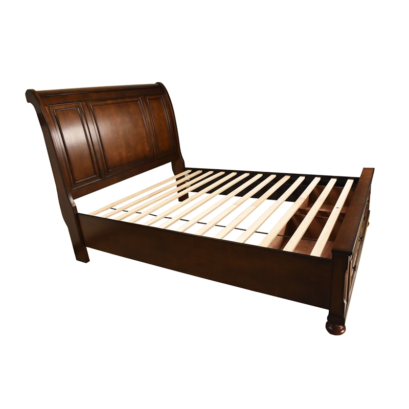 Baltimore Queen Storage Platform Bed Made with Wood in Dark Walnut