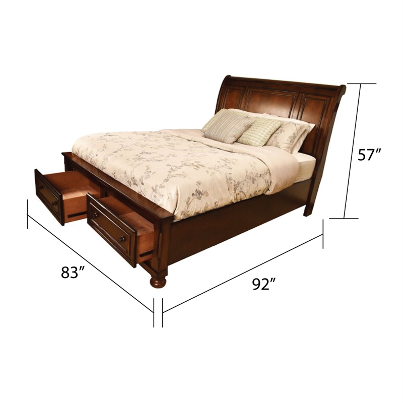 Baltimore King Storage Platform Bed Made with Wood in Dark Walnut