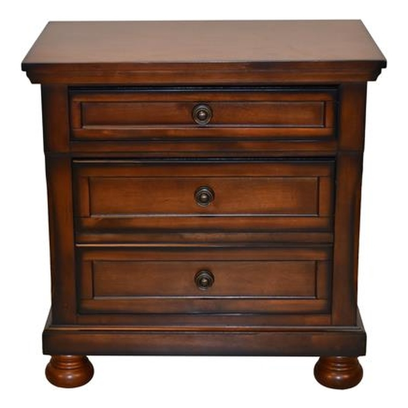Baltimore Wood Nightstand with Hidden Jewelry Drawer in Dark Walnut