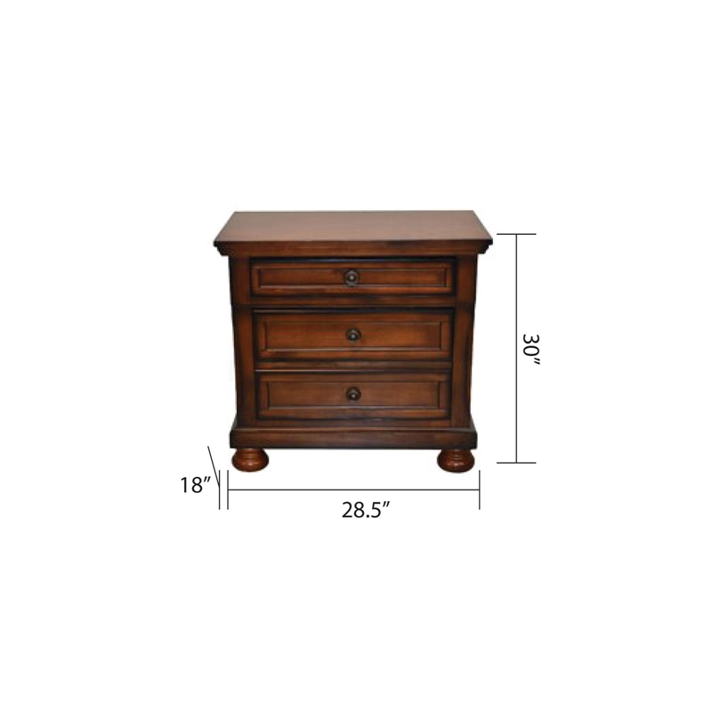 Baltimore Wood Nightstand with Hidden Jewelry Drawer in Dark Walnut