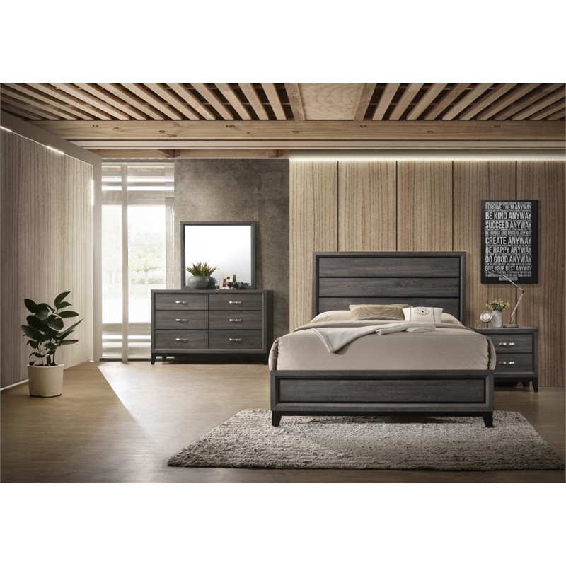 Sierra Queen 4-PC Contemporary Bedroom Set Made with Wood in Gray
