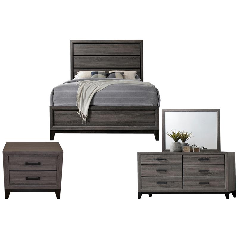 Galaxy Home Sierra 4 Piece Wood King Panel Bedroom Set In Rustic Gray 2556 09 504