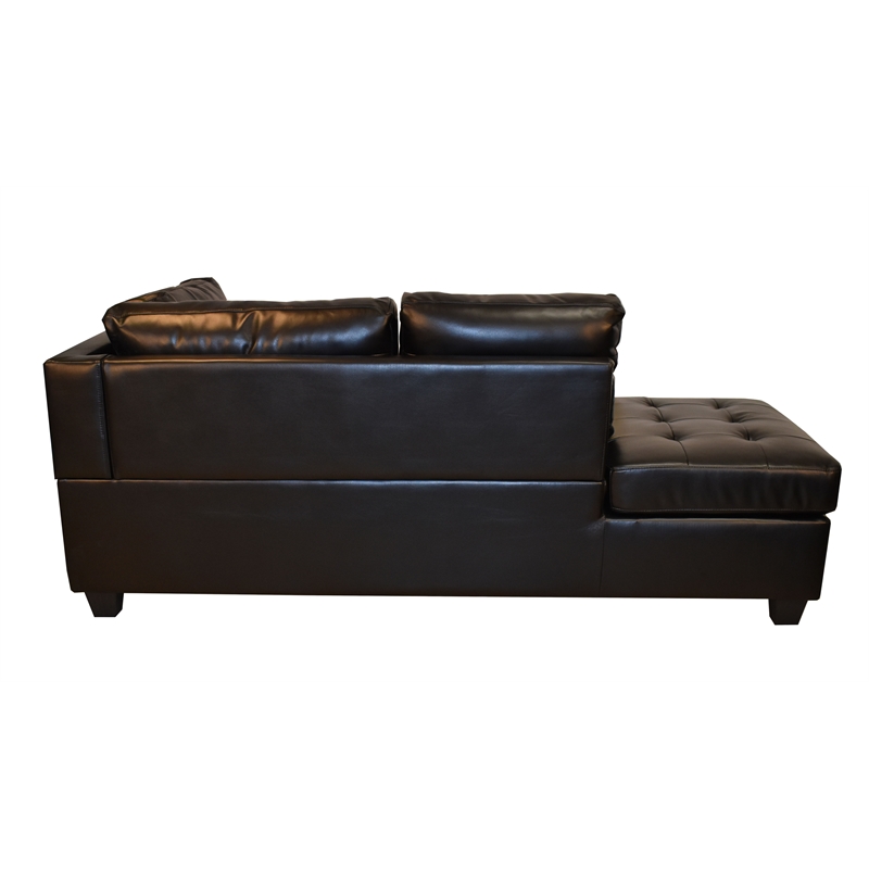 Galaxy Home Olga Black Faux Leather L shape Sectional with ...