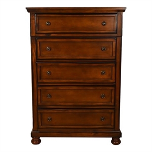 galaxy home transitional baltimore wood chest with 5 drawers in walnut