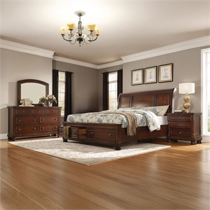 Baltimore Queen 4 Piece Bedroom Set Made With Wood in Dark Walnut