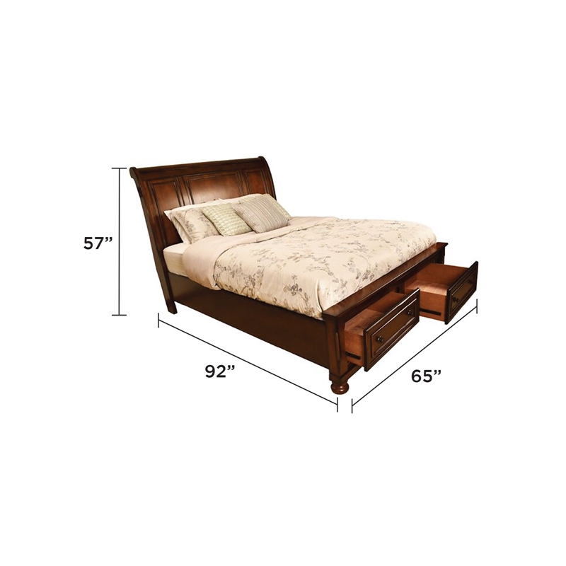 Baltimore Queen 4 Piece Bedroom Set Made With Wood in Dark Walnut