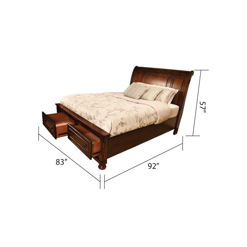 Baltimore King 4 Pc Storage Platform Bedroom Set Made with Wood in Dark Walnut