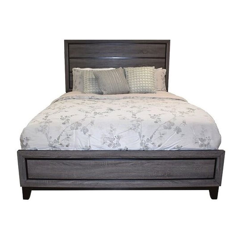 Sierra Queen Size Contemporary Bed Made with Wood in Gray