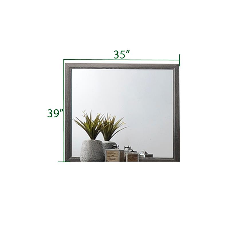 Sierra Contemporary Portrait Mirror Made with Wood in Gray Color