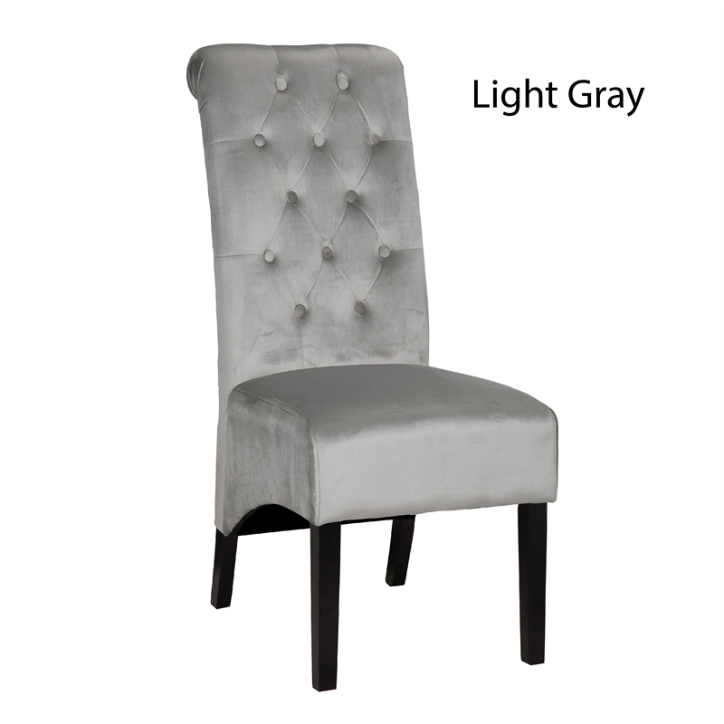Galaxy Home Lucy Tufted Velvet Dining, Light Gray Velvet Dining Room Chairs