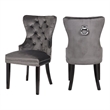 Erica 2 Piece Wood Legs Dinning Chair Finish with Velvet Fabric in Dark Gray