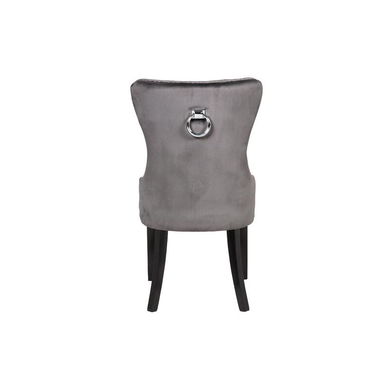 Erica 2 Piece Wood Legs Dinning Chair Finish with Velvet Fabric in Dark Gray