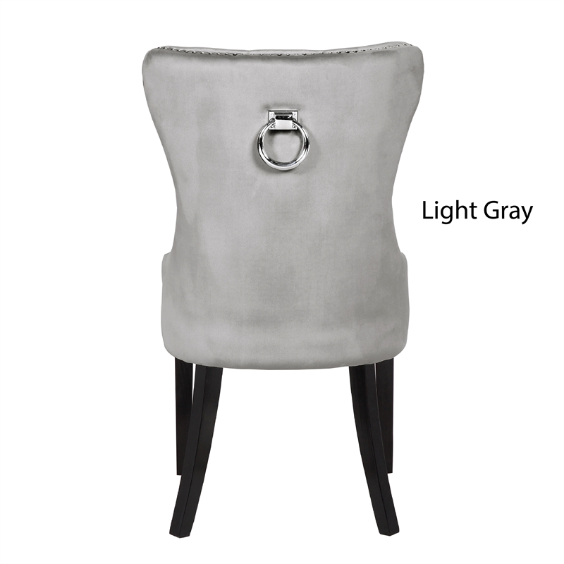 Erica 2 Piece Wood Legs Dinning Chair Finish with Velvet Fabric in Light Gray