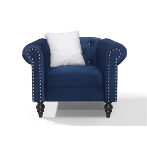 galaxy home emma tufted upholstered velvet chair in navy blue