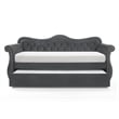 Abby Modern style Upholstered Tufted Velvet Daybed with Trundle in Gray