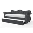 Abby Modern style Upholstered Tufted Velvet Daybed with Trundle in Gray