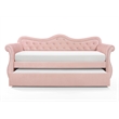 Abby Modern style Upholstered Tufted Velvet Daybed with Trundle in Gray