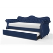 Abby Modern style Upholstered Tufted Velvet Daybed with Trundle in Blue