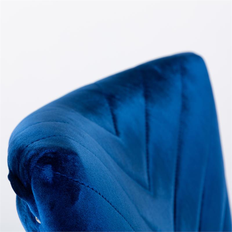 Eva 2 Piece Stainless Steel Legs Chair Finish with Velvet Fabric in Blue