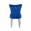 Eva 2 Piece Stainless Steel Legs Chair Finish with Velvet Fabric in Blue