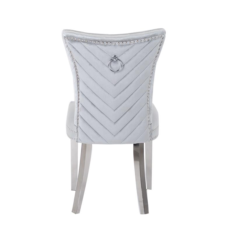 Eva 2 Piece Stainless Steel Legs Chair Finish with Velvet Fabric in Silver