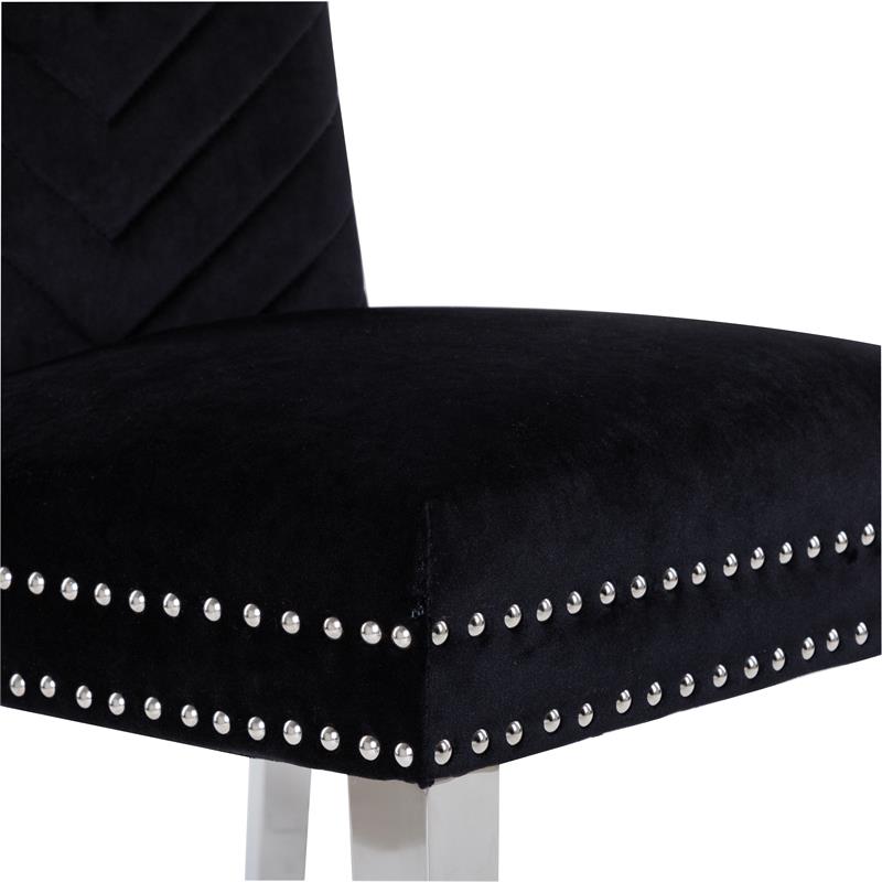Eva 2 Piece Stainless Steel Legs Chair Finish with Velvet Fabric in Black