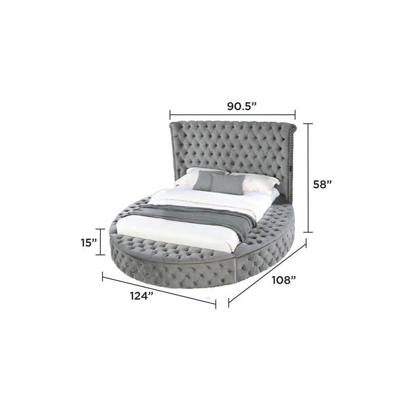 Hazel King Size Tufted Storage Bed made with Wood in Gray