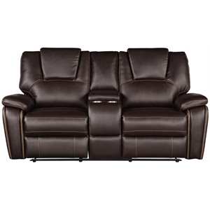 hong kong power reclining loveseat made with faux leather in brown