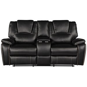 hong kong power reclining loveseat made with faux leather in black