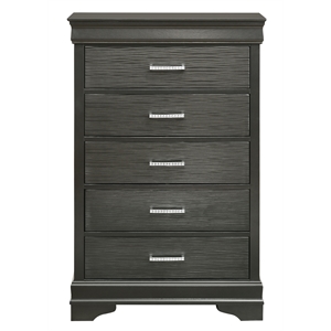 modern brooklyn 5 drawers chest made with wood in gray