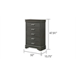 Brooklyn Modern Wood 5-Drawers Bedroom Chest in Gray